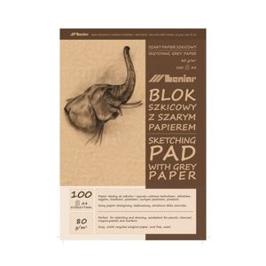 Skicovací blok 100 listový šedohnedý – 210 x 297 mm (blok papierov na skicovanie Leniar)