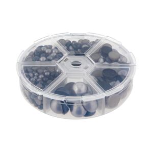 Set plastových perličiek | sivočierne