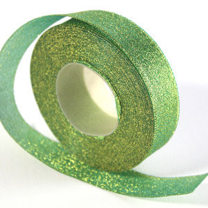 Stuha s trblietkami 25 mm - rôzne farby - Green (kreatívne potreby)
