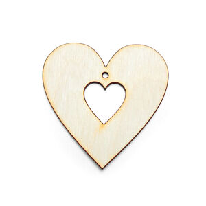 Závesná drevená ozdoba na dekupáž - Srdce
